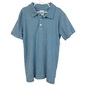 Bella Bliss Shirt‎ Boys Sz 14 Aqua Blue Striped Cotton Knit Short Sleeve Polo